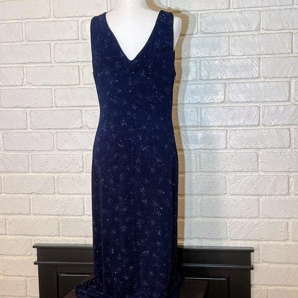 Alyn Paige v-neck sparkly sleeveless maxi  full length evening dress - Picture 5 of 10